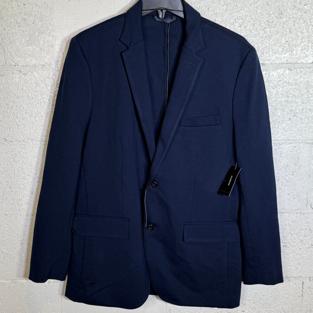 Alfani Mens Modern Knit Two Button Blazer Jacket Navy L $140